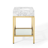 Kingsley 26" Gold Stainless Steel Bathroom Vanity Gold White EEI-3995-GLD-WHI