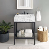 Kingsley 26" Black Stainless Steel Bathroom Vanity Black White EEI-3996-BLK-WHI