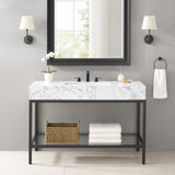 Kingsley 50" Black Stainless Steel Bathroom Vanity Black White EEI-4000-BLK-WHI