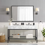 Kingsley 60" Black Stainless Steel Bathroom Vanity Black White EEI-4002-BLK-WHI