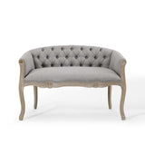Crown Vintage French Upholstered Settee Loveseat Light Gray EEI-4003-LGR