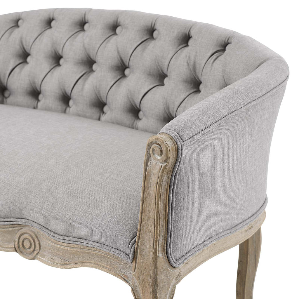 Crown Vintage French Upholstered Settee Loveseat Light Gray EEI-4003-LGR