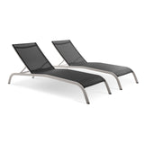 Savannah Outdoor Patio Mesh Chaise Lounge Set of 2 Black EEI-4005-BLK