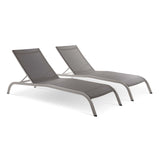Savannah Outdoor Patio Mesh Chaise Lounge Set of 2 Gray EEI-4005-GRY