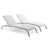 Savannah Outdoor Patio Mesh Chaise Lounge Set of 2 White EEI-4005-WHI