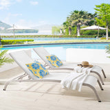 Savannah Outdoor Patio Mesh Chaise Lounge Set of 2 White EEI-4005-WHI