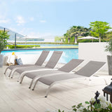 Savannah Outdoor Patio Mesh Chaise Lounge Set of 4 Gray EEI-4007-GRY