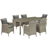 Conduit 7 Piece Outdoor Patio Wicker Rattan Dining Set Light Gray Charcoal EEI-4015-LGR-CHA-SET