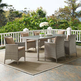 Conduit 7 Piece Outdoor Patio Wicker Rattan Dining Set Light Gray Mocha EEI-4015-LGR-MOC-SET