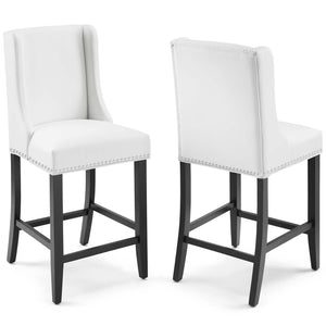 Baron Counter Stool Faux Leather Set of 2 White EEI-4017-WHI