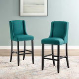 Baron Bar Stool Upholstered Fabric Set of 2 Teal EEI-4018-TEA