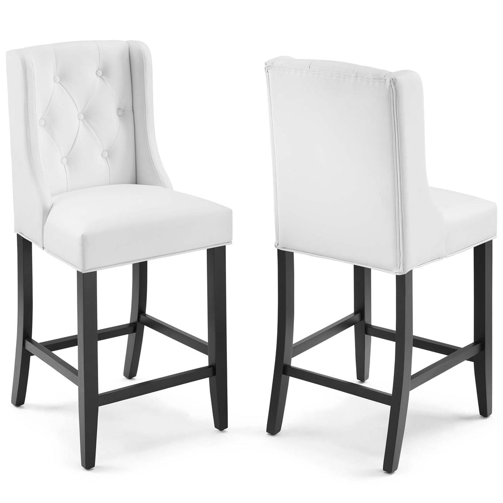 Baronet Counter Bar Stool Faux Leather Set of 2 White EEI-4021-WHI