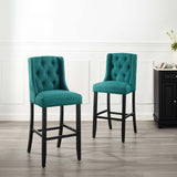 Baronet Bar Stool Upholstered Fabric Set of 2 Teal EEI-4022-TEA