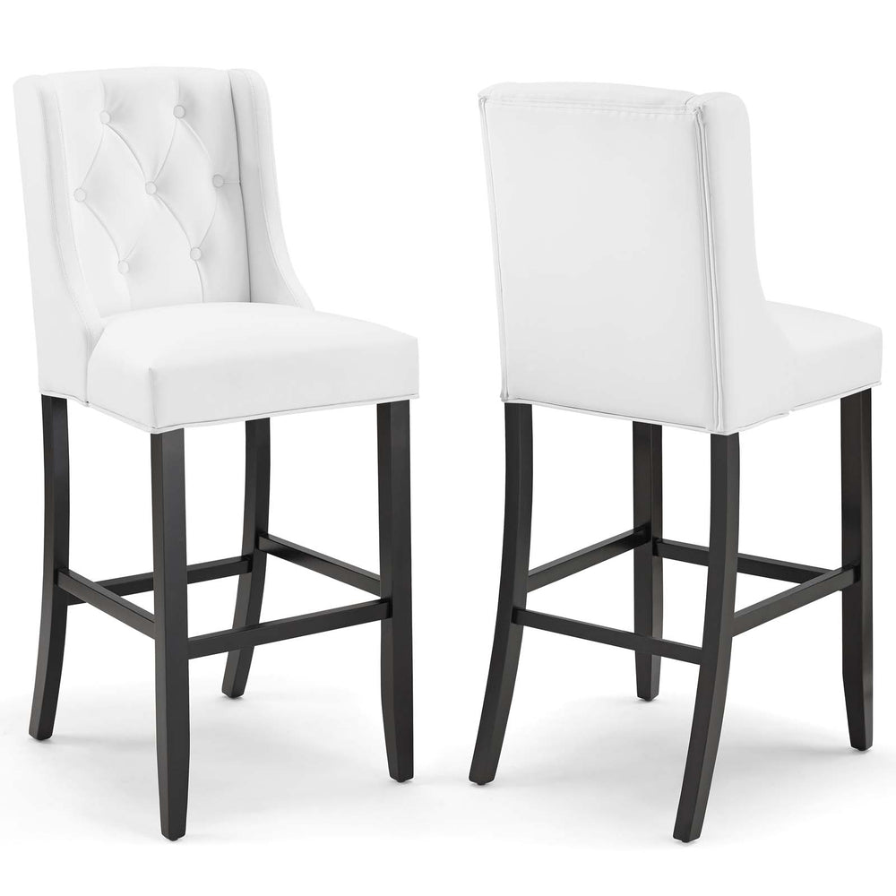 Baronet Bar Stool Faux Leather Set of 2 White EEI-4023-WHI