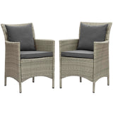 Modway Furniture Conduit Outdoor Patio Wicker Rattan Dining Armchair Set of 2 0423 Light Gray Charcoal EEI-4027-LGR-CHA