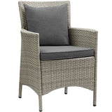 Modway Furniture Conduit Outdoor Patio Wicker Rattan Dining Armchair Set of 2 0423 Light Gray Charcoal EEI-4027-LGR-CHA