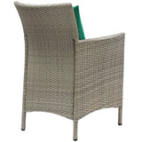 Conduit Outdoor Patio Wicker Rattan Dining Armchair Set of 2 Light Gray Green EEI-4027-LGR-GRN