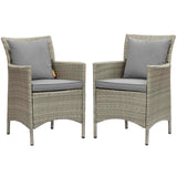 Conduit Outdoor Patio Wicker Rattan Dining Armchair Set of 2 Light Gray Gray EEI-4027-LGR-GRY