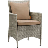 Conduit Outdoor Patio Wicker Rattan Dining Armchair Set of 2 Light Gray Mocha EEI-4027-LGR-MOC