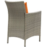 Conduit Outdoor Patio Wicker Rattan Dining Armchair Set of 2 Light Gray Orange EEI-4027-LGR-ORA