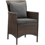 Modway Furniture Conduit Outdoor Patio Wicker Rattan Dining Armchair Set of 2 0423 Brown Charcoal EEI-4030-BRN-CHA
