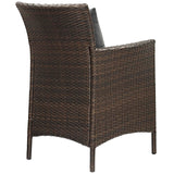 Conduit Outdoor Patio Wicker Rattan Dining Armchair Set of 2 Brown Charcoal EEI-4030-BRN-CHA