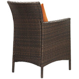 Conduit Outdoor Patio Wicker Rattan Dining Armchair Set of 2 Brown Orange EEI-4030-BRN-ORA