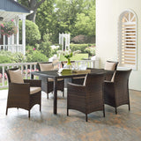 Conduit 7 Piece Outdoor Patio Wicker Rattan Dining Set Brown Beige EEI-4032-BRN-BEI-SET