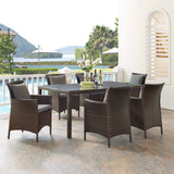 Conduit 7 Piece Outdoor Patio Wicker Rattan Dining Set Brown Charcoal EEI-4032-BRN-CHA-SET