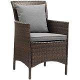 Conduit 7 Piece Outdoor Patio Wicker Rattan Dining Set Brown Gray EEI-4032-BRN-GRY-SET