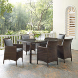 Conduit 7 Piece Outdoor Patio Wicker Rattan Dining Set Brown Gray EEI-4032-BRN-GRY-SET