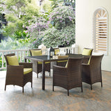 Conduit 7 Piece Outdoor Patio Wicker Rattan Dining Set Brown Peridot EEI-4032-BRN-PER-SET