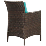 Conduit 7 Piece Outdoor Patio Wicker Rattan Dining Set Brown Turquoise EEI-4032-BRN-TRQ-SET