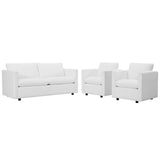 Activate 3 Piece Upholstered Fabric Set White EEI-4046-WHI-SET