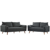 Revive Upholstered Fabric Sofa and Loveseat Set Gray EEI-4047-GRY-SET