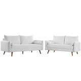 Revive Upholstered Fabric Sofa and Loveseat Set White EEI-4047-WHI-SET