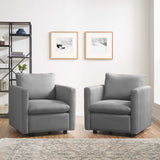 Activate Upholstered Fabric Armchair Set of 2 Light Gray EEI-4078-LGR