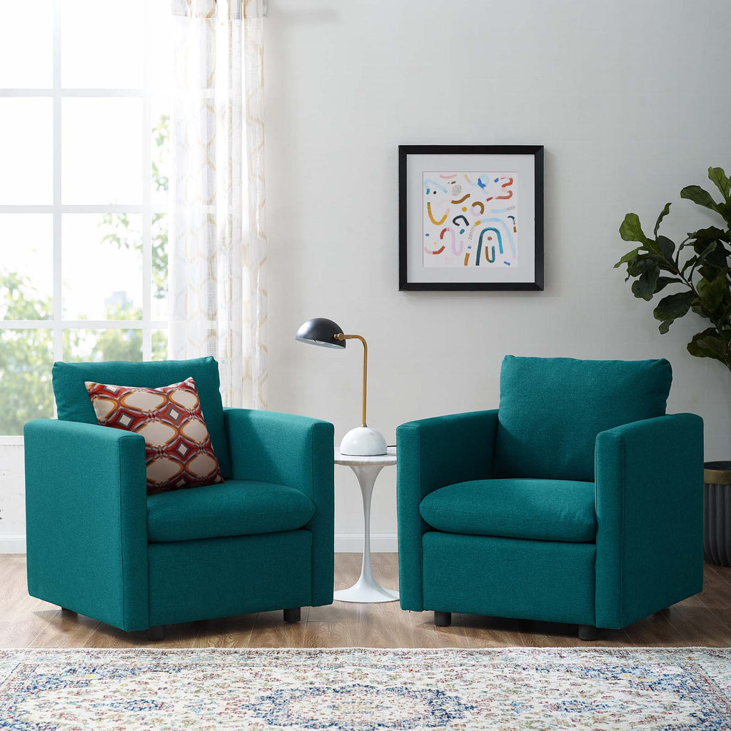 Activate Upholstered Fabric Armchair Set of 2 Teal EEI-4078-TEA