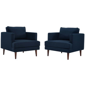 Agile Upholstered Fabric Armchair Set of 2 Blue EEI-4079-BLU