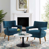 Sheer Upholstered Fabric Armchair Set of 2 Azure EEI-4082-AZU