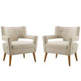 Sheer Upholstered Fabric Armchair Set of 2 Sand EEI-4082-SAN