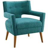 Sheer Upholstered Fabric Armchair Set of 2 Teal EEI-4082-TEA