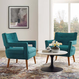 Sheer Upholstered Fabric Armchair Set of 2 Teal EEI-4082-TEA