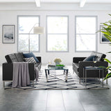 Loft Tufted Upholstered Faux Leather Sofa and Loveseat Set Silver Black EEI-4106-SLV-BLK-SET