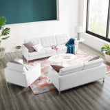 Loft Tufted Upholstered Faux Leather 3 Piece Set Silver White EEI-4107-SLV-WHI-SET