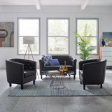 Prospect 3 Piece Upholstered Vinyl Set Black EEI-4109-BLK-SET