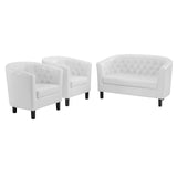 Prospect 3 Piece Upholstered Vinyl Set White EEI-4109-WHI-SET