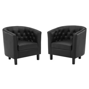 Prospect Upholstered Vinyl Armchair Set of 2 Black EEI-4110-BLK