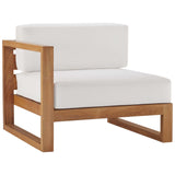 Upland Outdoor Patio Teak Wood Left-Arm Chair EEI-4124-NAT-WHI
