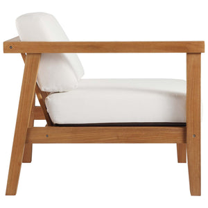 Bayport Outdoor Patio Teak Wood Left-Arm Chair EEI-4128-NAT-WHI